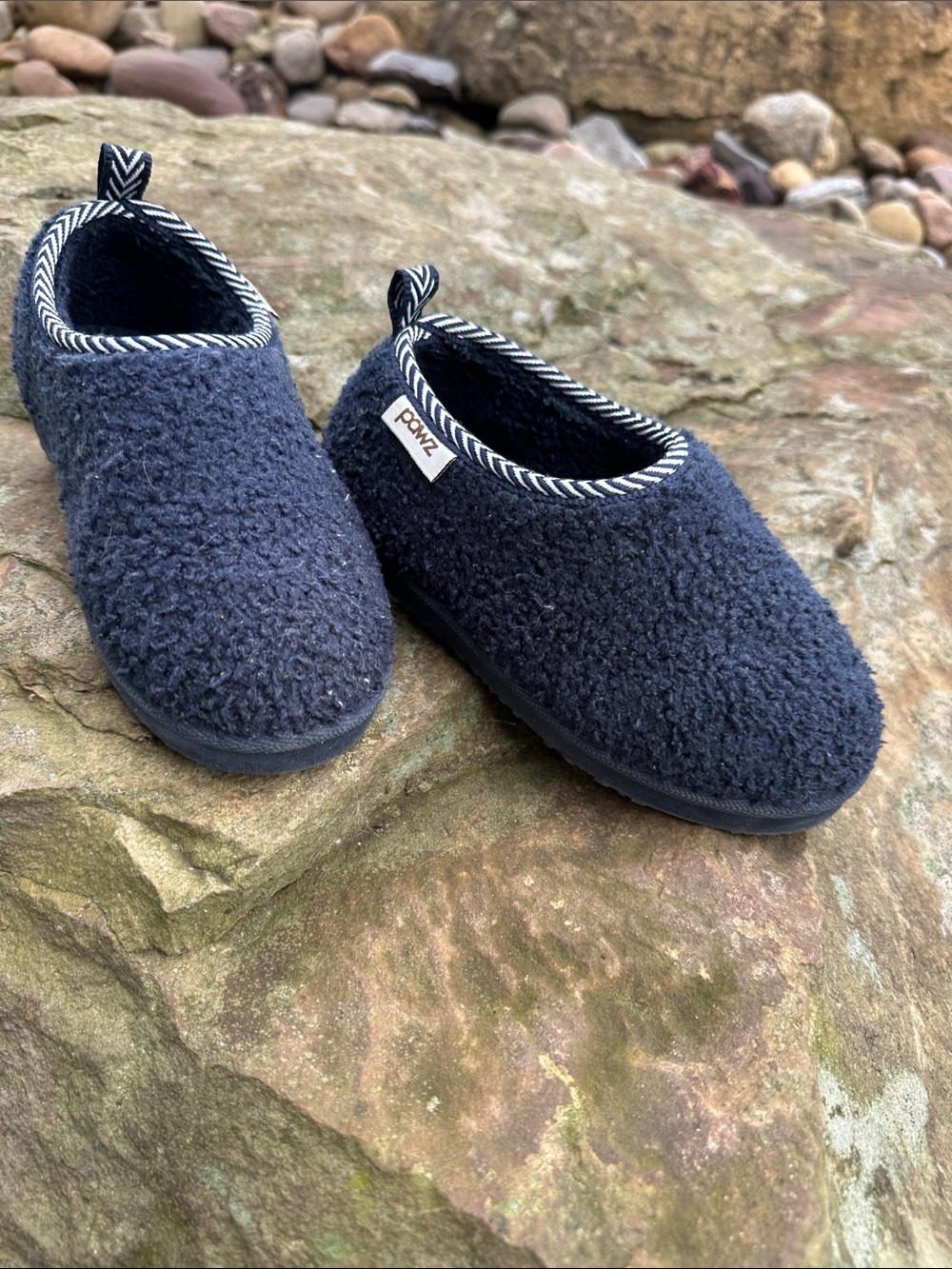 PAWZ Kids Navy Plush Slip-On Slippers